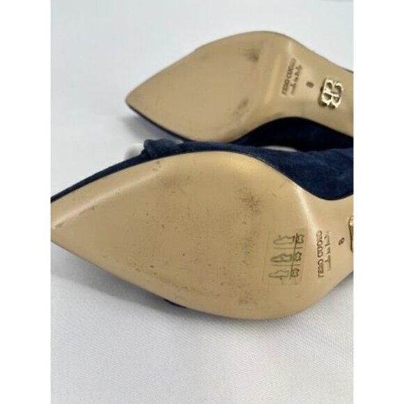 BEAUTIISOLES Claudia Pointed Toe Pump Size 8 In Navy Suede Leather - Picture 10 of 16